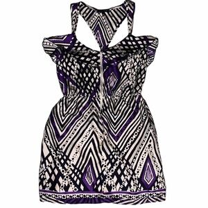 Glam Purple and Black Geometric Mini Dress